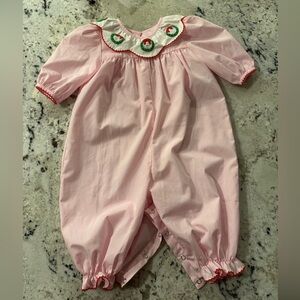 Christmas wreath embroidered romper